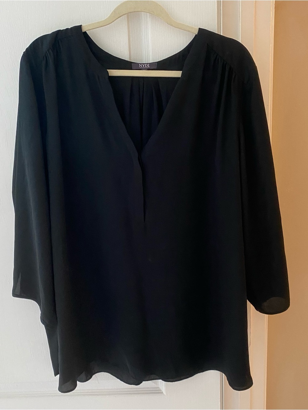 NYDJ Black V-Neck Flowing Blouse